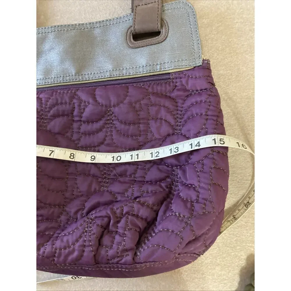 Fossil Key-Per shoulder bag Plum‎ Purple Silver Quilted Purse